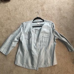 Never worn! Silver zip up 3/4 length sleeve jacket